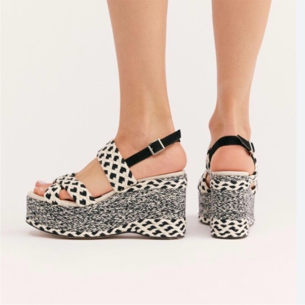 Free People Dolce Platform Textured Woven Sandals Size 8.5